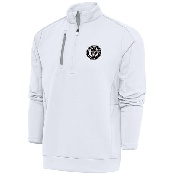 Men's Antigua White Philadelphia Union Brushed Metallic Generation Quarter-Zip Top