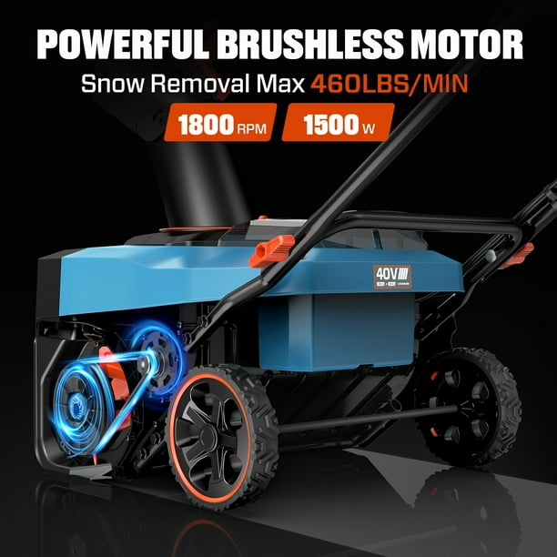 チェリーASY240 背黒ブルー ハンマーヘッド G489 SENIX 40V 18-inch Cordless Snow Blower with 2 x 5.0Ah Batteries