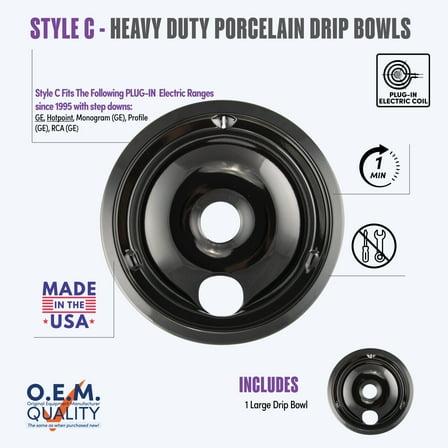 Range Kleen P180 Large Porcelain C Drip Pan