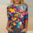 thumbnail image 2 of Goodeals Valentines Shirts Heart Cute Women T Shirts 3/4 Sleeve Shirts for Teen Girls Soft Comfy Raglan Tops Crew Neck Casual Loose Fit Tunic Top(Multicolor,XXXL), 2 of 5