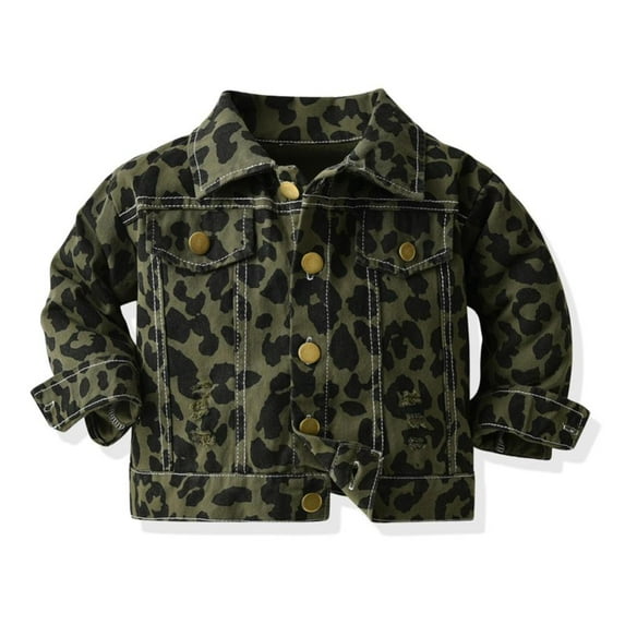 Esaierr Kids Girls Boys Denim Jacket Outwear,Toddler Leopard Print Jacket Coats Spring Autumn Baby Denim Coats