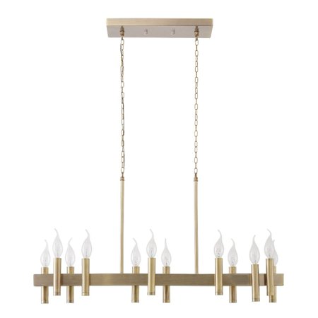 

357N12BB-Varaluz Lighting-Collette 12-Light Linear Pendant in Heritage Modern Style 17 Inches Tall and 32 Wide-Antique Brass Finish
