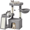 thumbnail image 1 of Cat Tree Tower Condo for Small and Medium Cats, with Scratching Posts and Ramp, 2 Perches, Cave, Basket, Dove Gray, 1 of 7