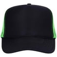 thumbnail image 4 of Couver 5 Panel High Crown Back Split Mesh Polyester Foam Trucker Hat, Black Neon Green, 12 Count, 4 of 7