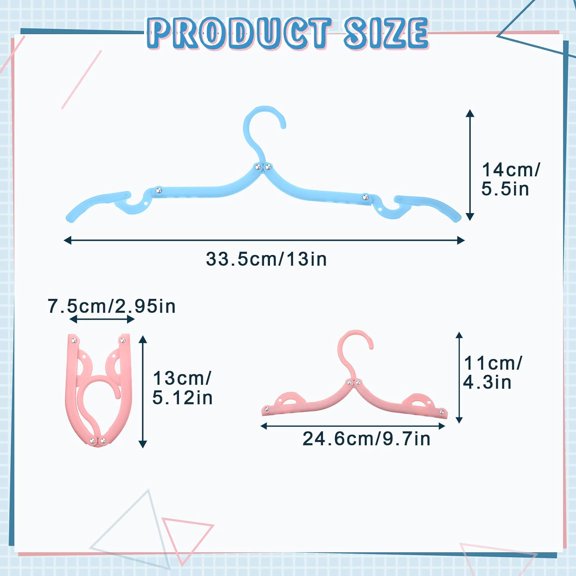 Qihe-40 Pcs Foldable Travel Hangers Plastic Portable Folding Clothes Hangers Cruise Ship Essentials for Travel Cruises Suitcase Dormitory School Hotel Women Laundry Coat Bag Drying(Multicolor)