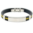 thumbnail image 2 of Men's Women's Cool Stainless Steel Rubber Wristband Bangle Clasp Cuff Bracelet,Yellow, 2 of 8