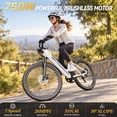 thumbnail image 2 of ZNH 750W Peak Adult Class 2 City Commuter Electric Bike, Ages 18+, 26" Recreational Ebike, 48V 13Ah (624Wh) Removable Lithium-ion Battery, 7-Speed, Up to 20MPH, UL2849 Certified, White, 2 of 10