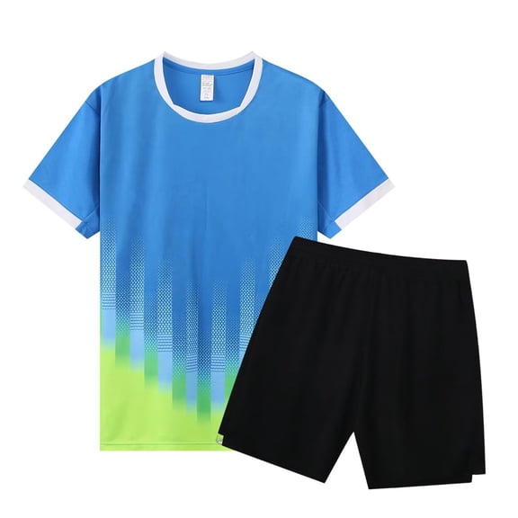 KPOPLK Boys Athletic Shorts Set Breathable Boys TShirt and Basketball Shorts 2 Piece Outfit Set Size 7-8 Years,Sky Blue