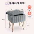 thumbnail image 2 of Sybels Storage Vanity Stool with Plush Faux Fur, Adjustable Anti-Slip Makeup Ottoman Bench，Gray, 2 of 7
