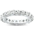 thumbnail image 1 of Bague de Mariage Éternité en Diamant Rond 4 Ct en Or Blanc 14 K pour Femme, Anneau d'Anniversaire, 1 of 4