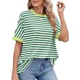 thumbnail image 5 of UVN Striped Tops for Women Summer Short Sleeve T Shirts Casual Crewneck Color Block Shirts, 5 of 10