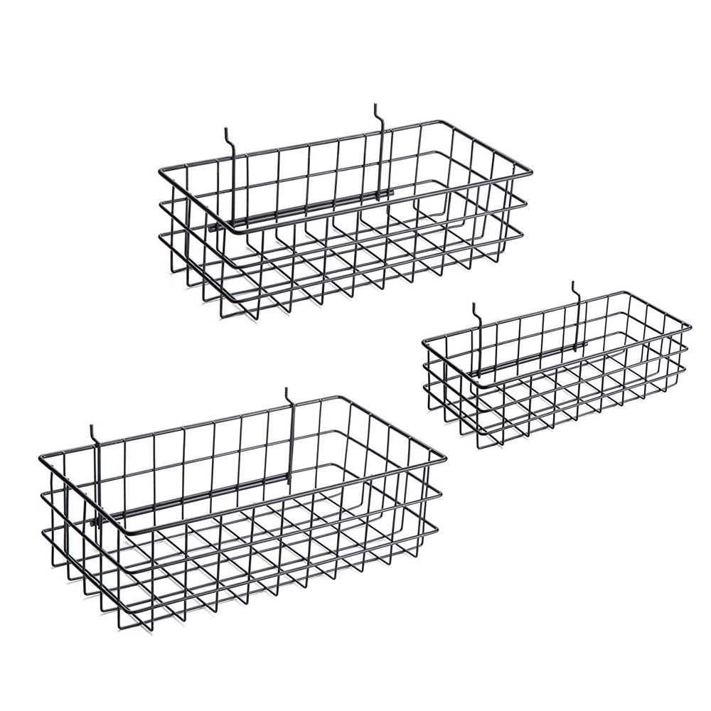 Pegboard Basket Set 3 Pack Hooks to 1/4" Hole Peg Board Better