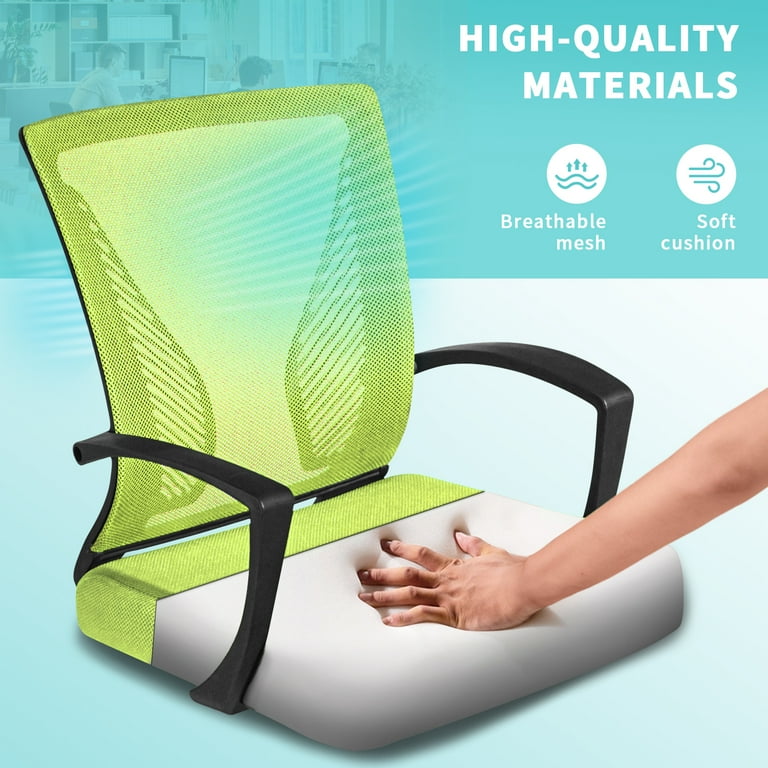 Furmax Office Mid Back Swivel Lumbar Support Desk Computer Ergonomic Mesh Chair with Armrest Light Green