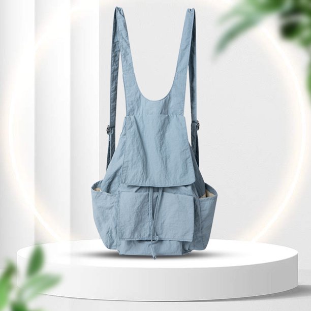 Mochila de verano con múltiples bolsillos para mujer/hombre, mochila de viaje sólida (azul)