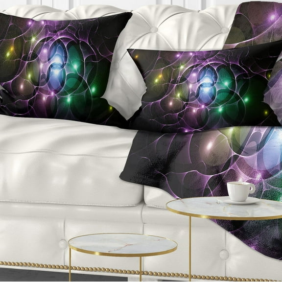 Designart Multi Color Fractal Space Circles - Abstract Throw Pillow - 12x20