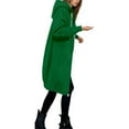 thumbnail image 2 of CUZIBR Women Long Cardigan Thick Wool Overcoat Long Sleeve Hoodies Zipper Up Jacket With Pockets Casual Warmth Comfort Outerwear,Green,M, 2 of 6
