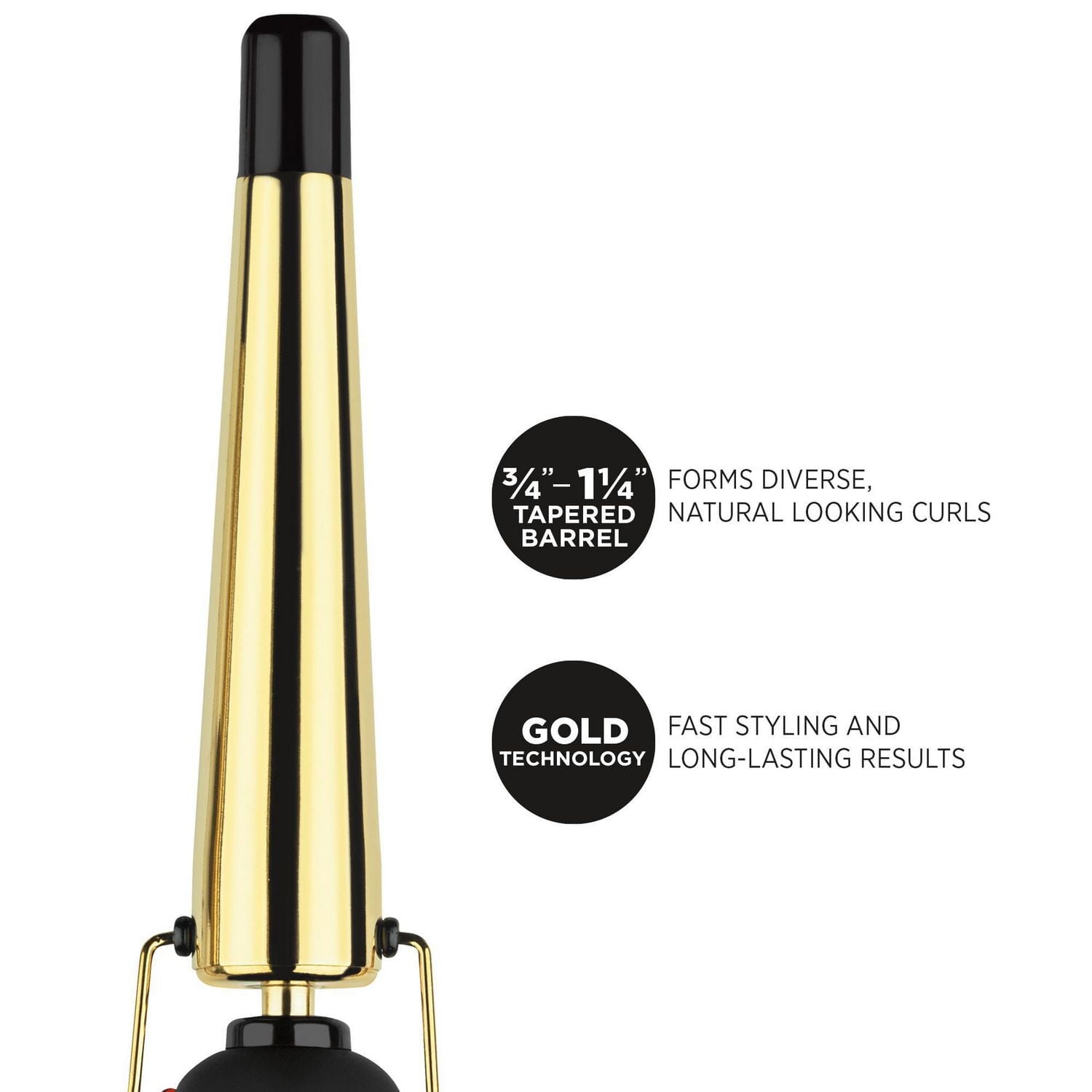 HOT TOOLS Pro Signature Gold Large Tapered Curling Iron + Wand,