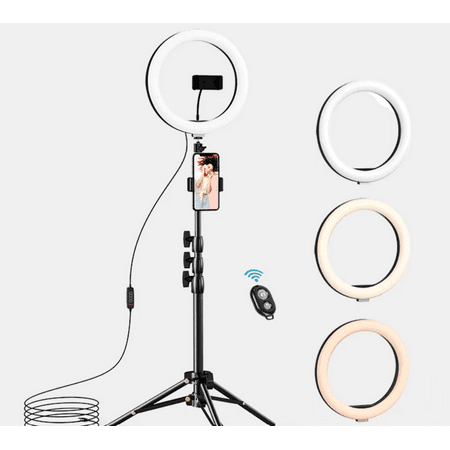 Letscom F-536 Selfie Ring Light, with 3 lighting Colors, USB Power Supply, 2 Phone holder and Remote