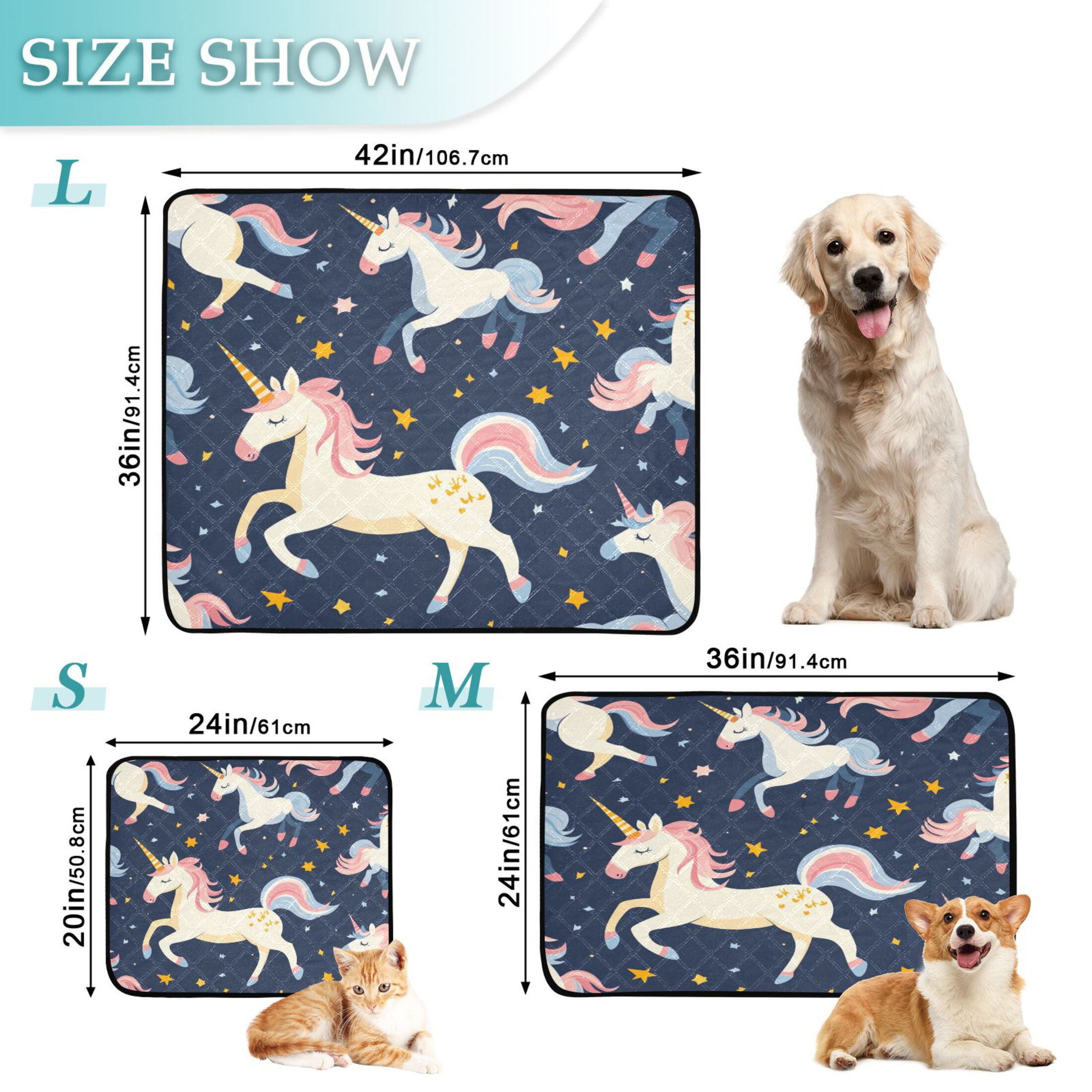 Washable Pet Pee Pads with Super Absorbent Reusable Training Pads for Dogs & Cats Unicorn