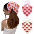 thumbnail image 2 of 2Pcs Crochet Bandana Head Kerchief Knitted Hair Scarves Crochet Hair Kerchief Tie Bcak Headwrap Floral, 2 of 8