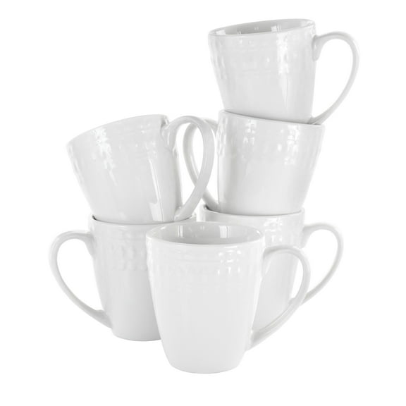 Elama Cara 6 Piece Porcelain Cup Set in White