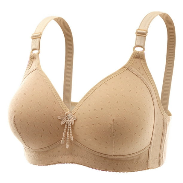 2023 Summer Savings Clearance! Bras for Women WJSXC Woman's Embroidered  Glossy Comfortable Breathable Bra Underwear No Rims Beige M
