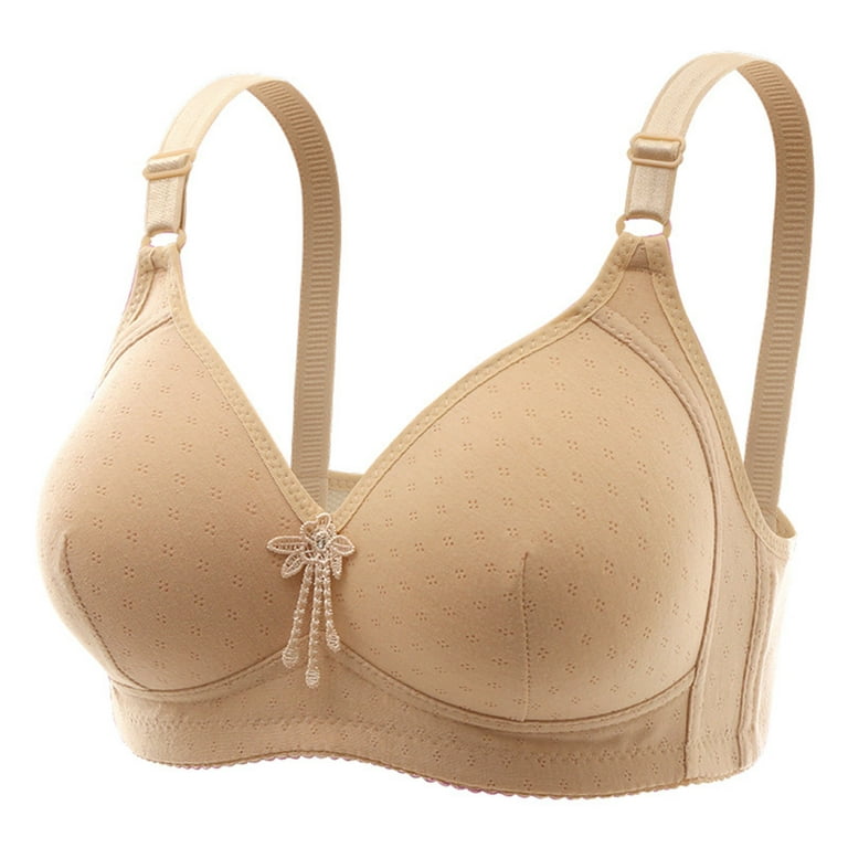 RYRJJ Wireless Bras for Women Full Cup Comfortable Cotton Sleep Bralettes  Adjustable Strap Push Up Shaping Lifting Everyday Bra(Beige,XL) 