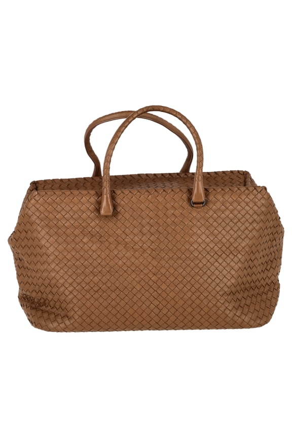 Pre-Owned Bottega Veneta Intrecciato Brick Satchel in Brown Leather