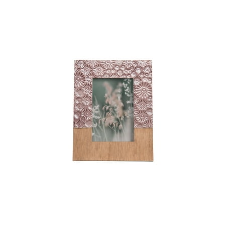 Foreside Home & Garden Purple Embossed Floral Pattern 4 x 6 inch Decorative Wood and Resin Picture Frame