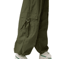 thumbnail image 4 of Coduop Women Cargo Pants Low Waist Wide Leg Jogger Trousers Casual Loose Streetwear Sweatpants, 4 of 5