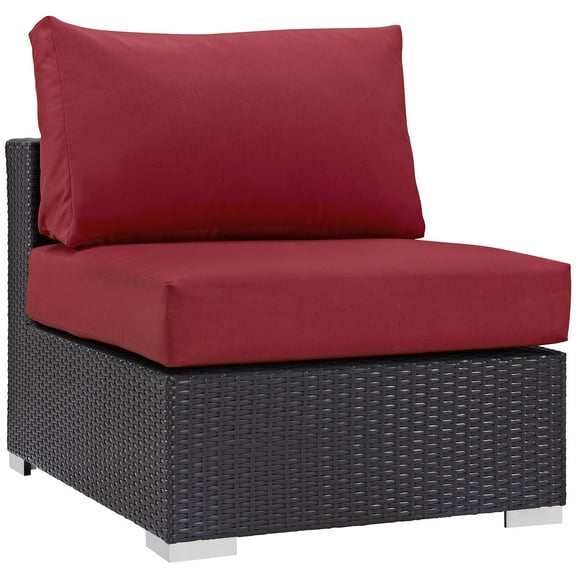 Modern Contemporary Urban Design Outdoor Patio Balcony Lounge Chair, Red, Rattan