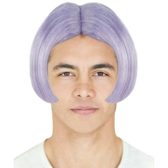 HPO Adult Men's Purple Anime Movie Wig, Perfect for Halloween, Flame Retardant Synthetic Fiber
