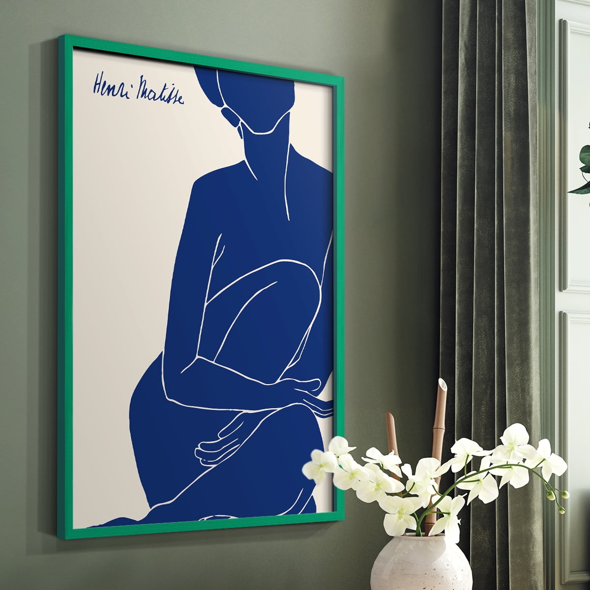 Matisse DI Framed Print in Green Solid Wood Framed Print No Nail Hanging