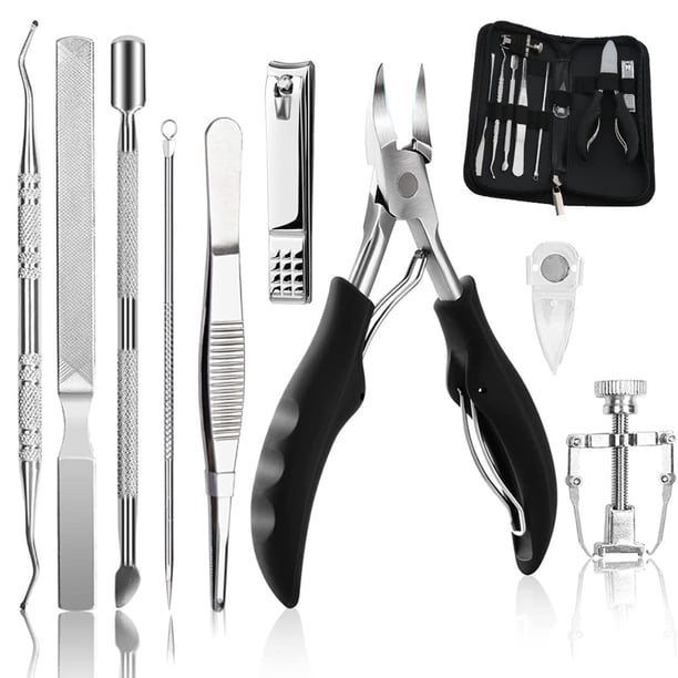 Kit de 10 herramientas mejoradas para uñas encarnadas, herramienta para el tratamiento de uñas, cortaúñas corrector para la eliminación de uñas encarnadas, lima para uñas encarnadas y