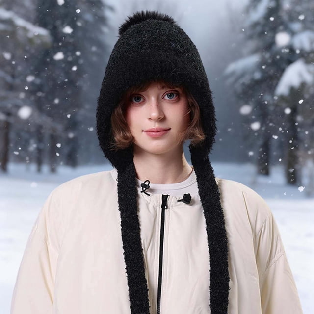TINZ Bonnet Réversible d'Hiver à Double Couche avec Fermeture à Nouer pour Extérieur Thermique Bonnet Homme Hiver Cuir