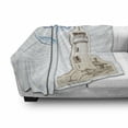 thumbnail image 3 of Seagulls Soft Flannel Fleece Blanket, Scrapbook Style Cut and Pasted Nautical Sketches of Seagull Clouds Nautical, Cozy Plush for Indoor and Outdoor Use, 60" x 80", Brown Cream Blue, by Ambesonne, 3 of 6