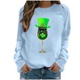 thumbnail image 1 of Mceream Chandail en Molleton Femme St Patricks Day Mode Décontractée Trèfle Irlandais Imprimé Graphique Mignon Manches Longues Chandail Grande Taille Tenue de Vacances & Cadeau Bleu Clair m, 1 of 7