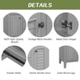 thumbnail image 3 of 36-inch bathroom vanity cabinet base, solid wood frame, two cabinets with five drawers, sink not included-Gray, 3 of 9