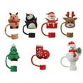 thumbnail image 4 of TISHITA Christmas Straw Cover Caps Decoration Fits 10mm Straws Cute Xmas Gift Holiday Christmas Straw Topper Soft Silicone Straw Lids 7pcs, 4 of 8