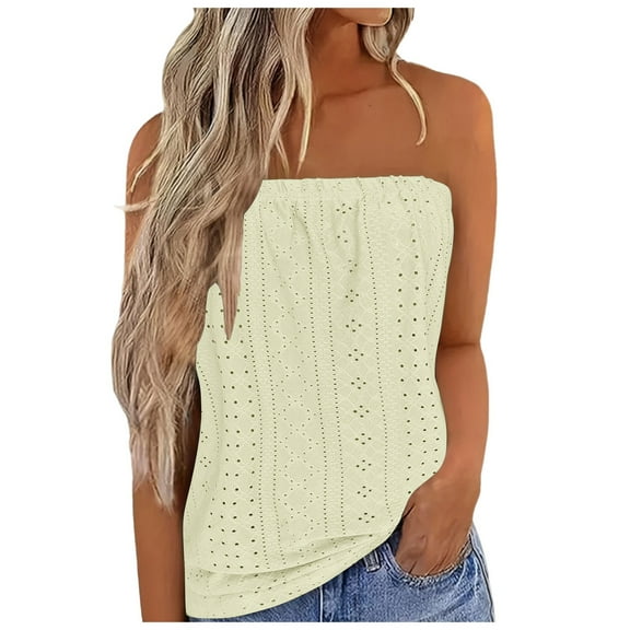 Shirts For Women Bandeau Top Women's Breathable Sleeveless Tops Stretch Tube Top Off Shoulder Top Casual Beach Strapless Top Backless Top Party Loose Backless Top Womens Tops
