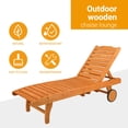 thumbnail image 3 of Ktaxon 2PC Outdoor Wooden Garden Bed  Fir Chaise Lounge with Wheels Storage Drawer Two-Speed Adjustable Back Patio Furniture Burlywood, 3 of 12