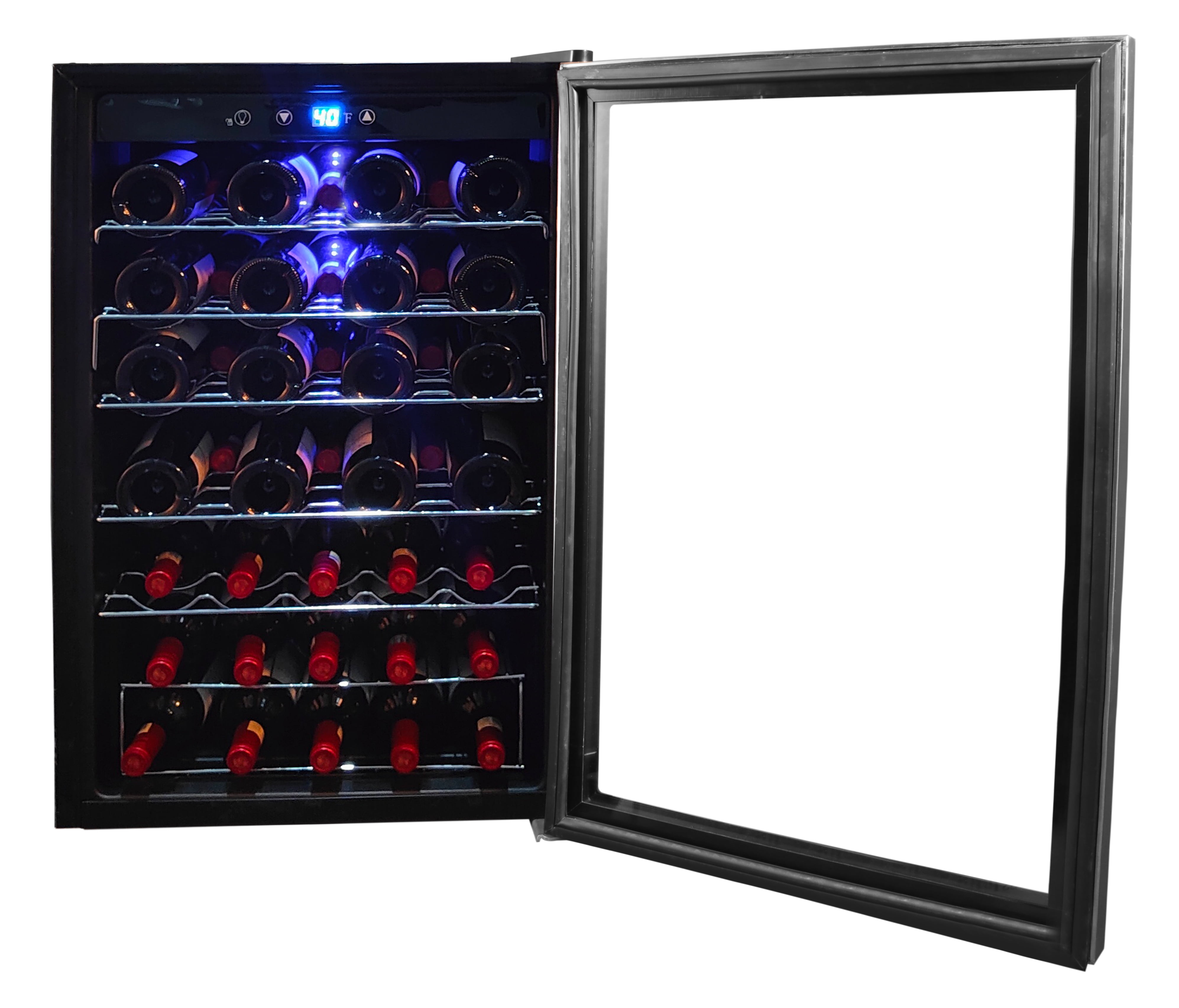 Hamilton Beach 22 Bottle Wine Fridge, 2.6 Cu. ft. Wine Refrigerator with Glass Door and Touch Controls, Black