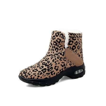 

Woobling Womens Breathable Warm Shoes Plush Lining Mid Calf Boot Cold Weather Casual Winter Booties Yellow Brown 6.5
