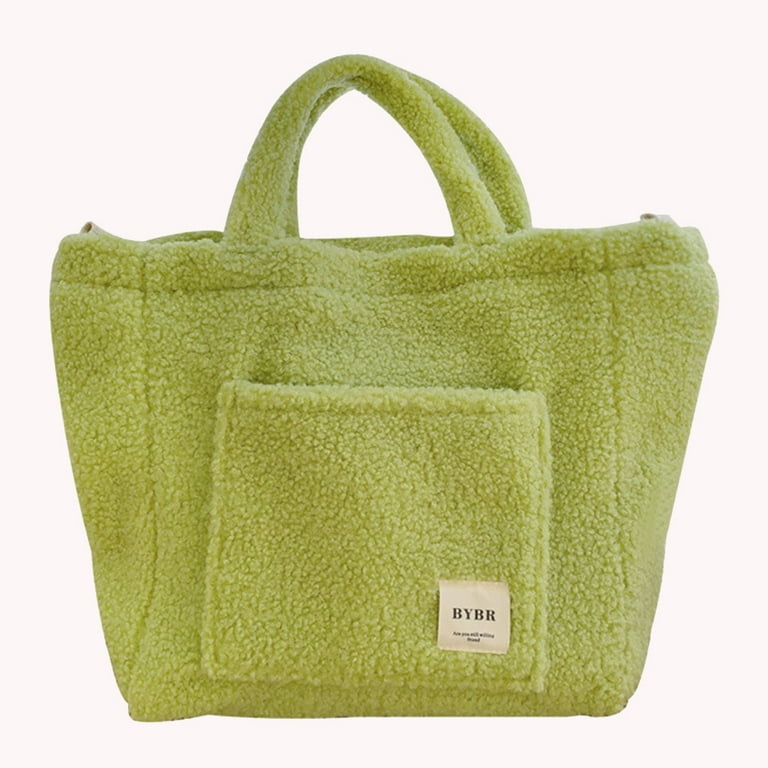 Yucurem Fluffy Tote Bag, Lamb Down Fleece Crossbody Bags, Women 