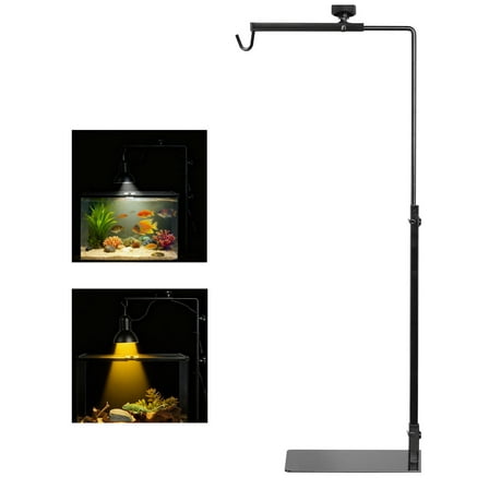 Reptile Lamp Stand, Adjustable 13.8"-25.6" Floor Light Holder Stand Metal Bracket for Reptile Glass Terrarium Heating Light,Black