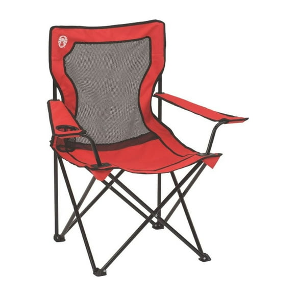 Coleman Broadband Mesh Quad Adult Camping Chair, Red