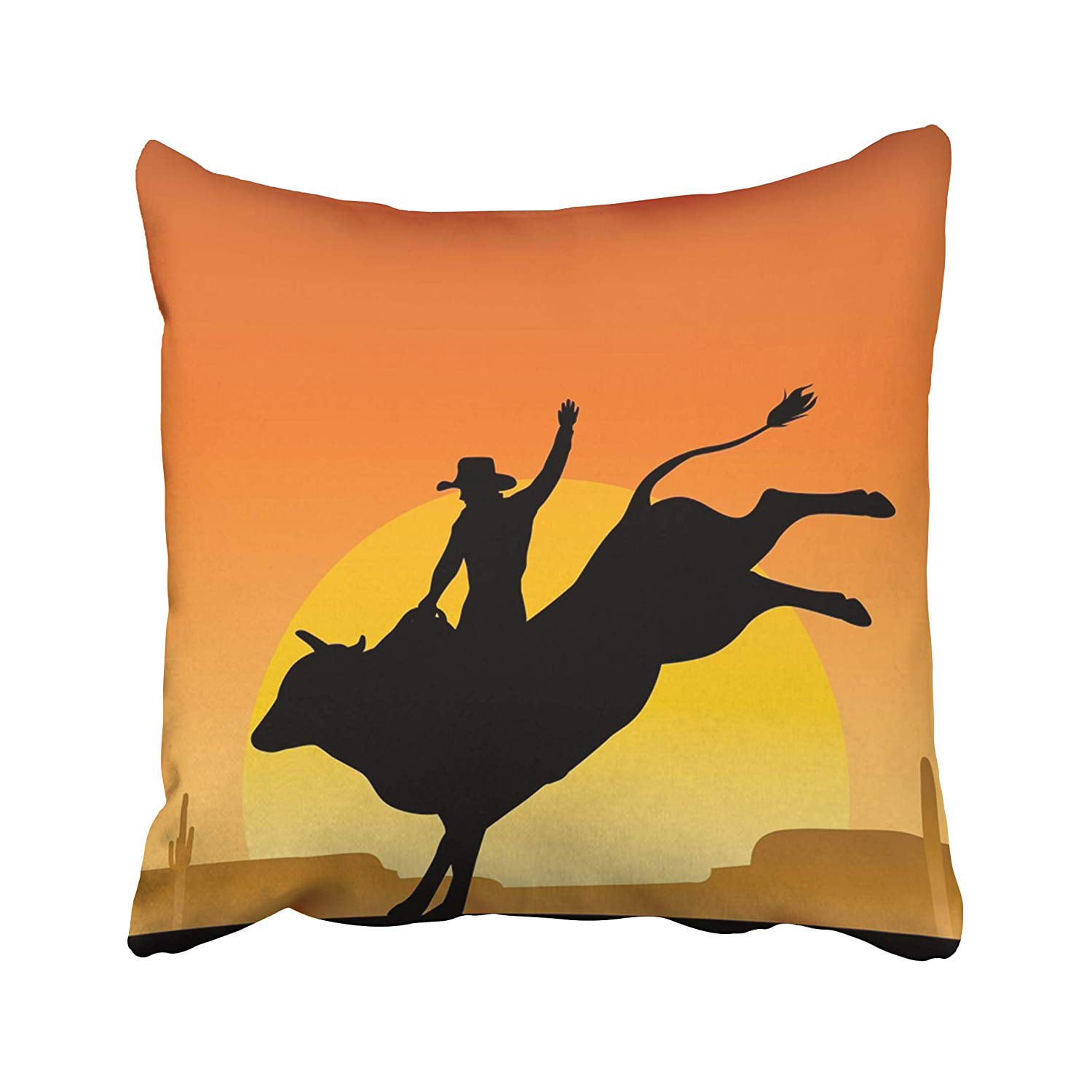 18x18 Multicolor Gift Idea For A Rodeo Bullrider Rodeo Bull Rider Ranch Throw Pillow