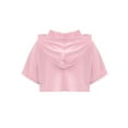 thumbnail image 4 of DPOIS Kids Girls Short Sleeve Hooded Crop Top T-shirt Hip Hop Dance Tops Pink 16, 4 of 7