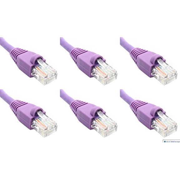 Ultra Spec Cables Pack of 6 - Purple 1FT Cat6 Ethernet Network Cable LAN Internet Patch Cord RJ45 Gigabit