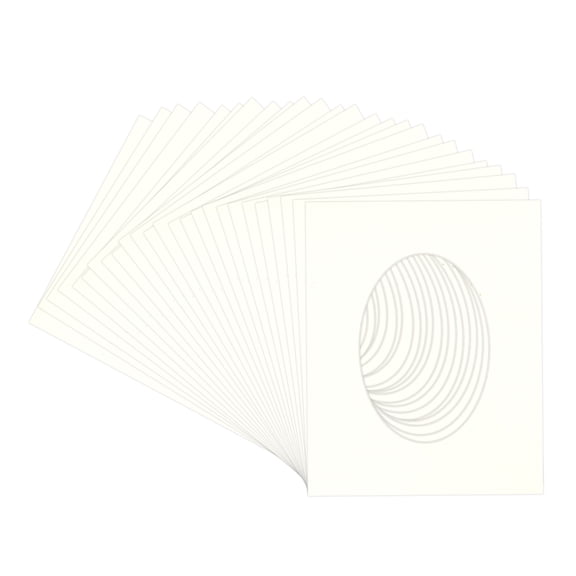 Antique White Picture Frame Mat for 8x10 Frames - Oval Opening for 5x7 Photos - 25 Mats